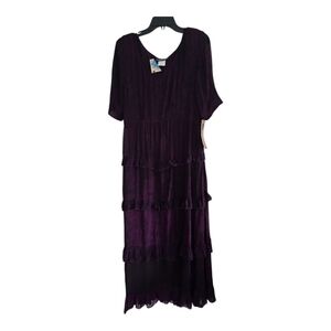 VTG Carole Little Sheer Maxi Dress Sz 8 Purple Ruffle Padd Dead Stock Tiered Y2k